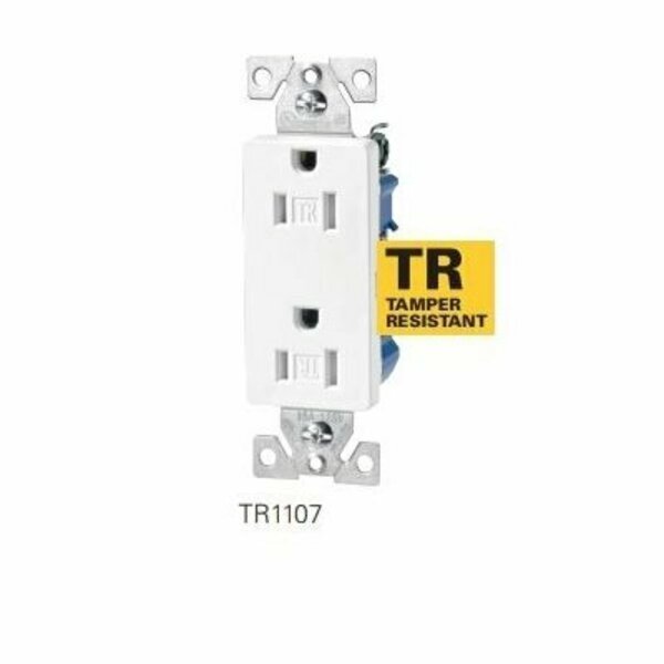 Cooper Industries Eaton Duplex Receptacle Wallplate, 2-Pole, 20 A, 125 V, NEMA: 5-20R, Black TR1307BK-BOX